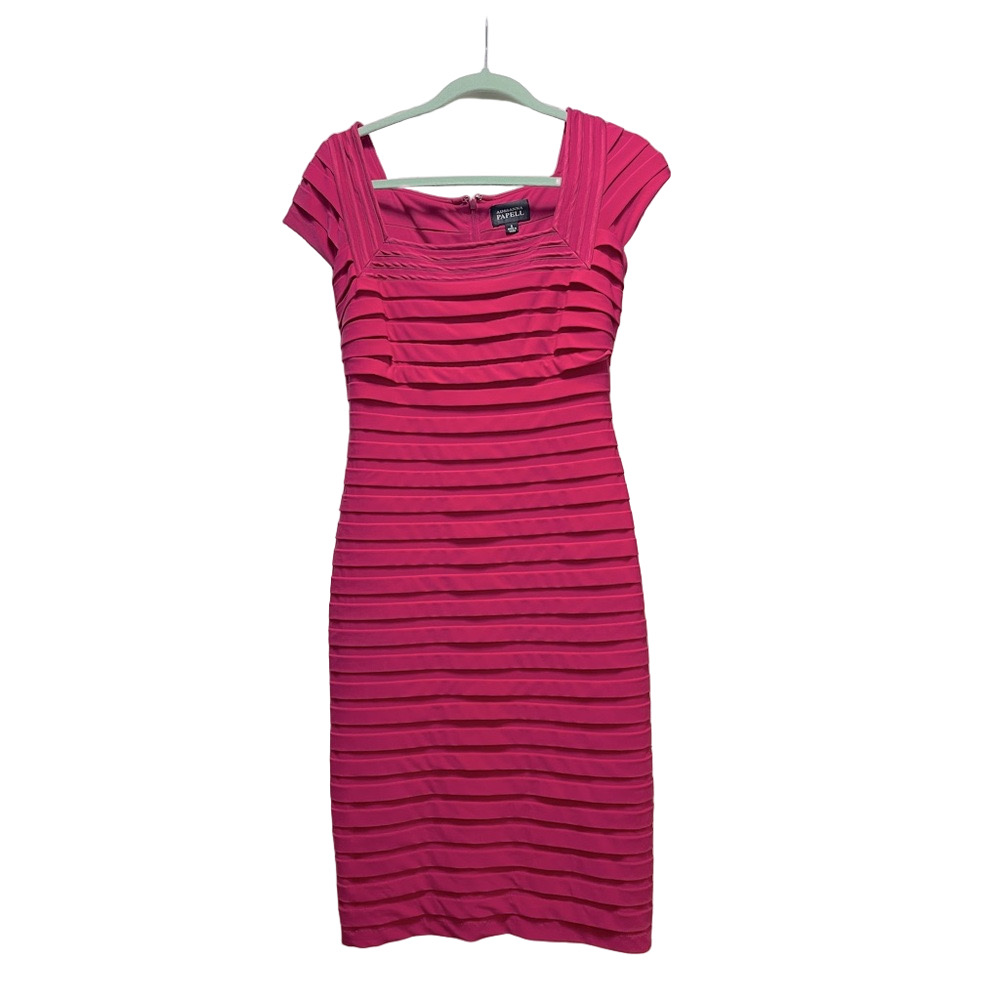 Adrianna Papell Pink Ruched Bodycon Midi Dress size 6